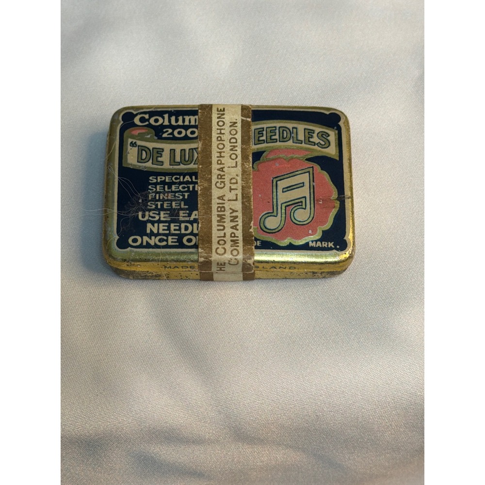 Vintage 1920s Columbia De Luxe Gramophone Needle Tin with Steel Needles London